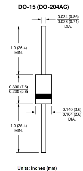 Mechanical Drawing - Vishay SBYV27 Soft Recovery Plastic Rectifiers